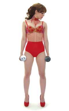 Kirsten-Ria red Chinese dance top and Chinese pocket girdle - photo for animation