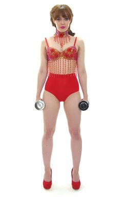 Kirsten-Ria red Chinese dance top and Chinese pocket girdle - photo for animation