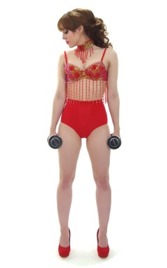 Kirsten-Ria red Chinese dance top and Chinese pocket girdle - photo for animation