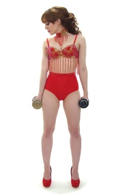 Kirsten-Ria red Chinese dance top and Chinese pocket girdle - photo for animation