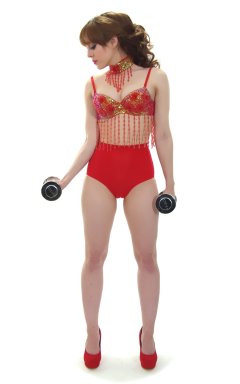 Kirsten-Ria red Chinese dance top and Chinese pocket girdle - photo for animation