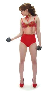 Kirsten-Ria red Chinese dance top and Chinese pocket girdle - photo for animation