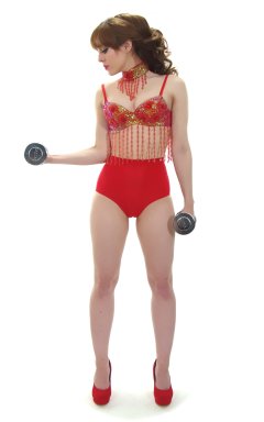 Kirsten-Ria red Chinese dance top and Chinese pocket girdle - photo for animation