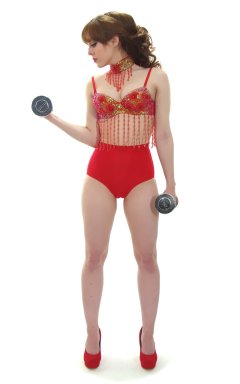 Kirsten-Ria red Chinese dance top and Chinese pocket girdle - photo for animation