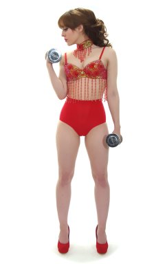 Kirsten-Ria red Chinese dance top and Chinese pocket girdle - photo for animation