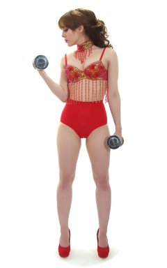 Kirsten-Ria red Chinese dance top and Chinese pocket girdle - photo for animation