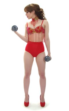 Kirsten-Ria red Chinese dance top and Chinese pocket girdle - photo for animation