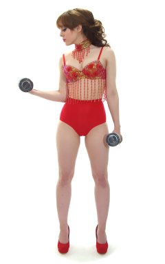 Kirsten-Ria red Chinese dance top and Chinese pocket girdle - photo for animation