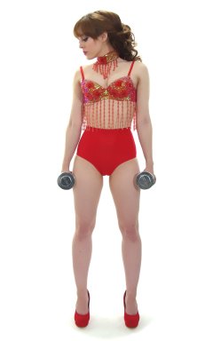 Kirsten-Ria red Chinese dance top and Chinese pocket girdle - photo for animation