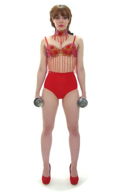 Kirsten-Ria red Chinese dance top and Chinese pocket girdle - photo for animation