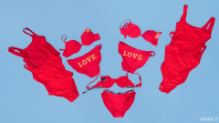 Red swimsuits and bikinis