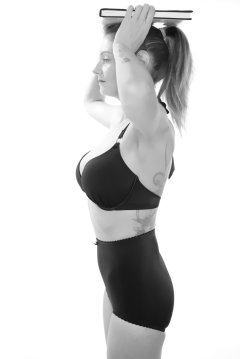 Alicia Legs black bra and girdle