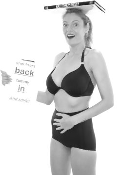 Alicia Legs black bra and girdle