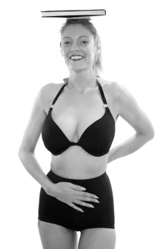 Alicia Legs black bra and girdle
