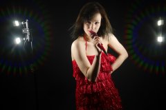 Olive Cartley red tinsel dress