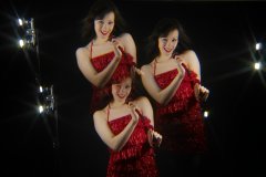 Olive Cartley red tinsel dress