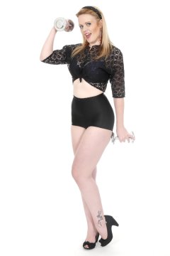2015-05-25 Amandah black lace top, bra and girdle