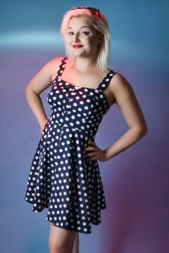 2015-07-26 ZoeCharlotte polkadot dress