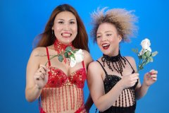 2015-09-13 Jazz and Laura in dance costumes