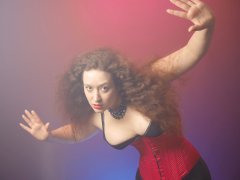 2015-12-04 Yana red Vollers corset and black Style 210 girdle worn as hotpants