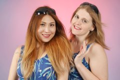 2015-12-11 Laura Toy and Chelskii headshot - wearing blue BHS one-piece tummy-control swimsuits