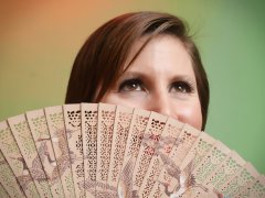 2016-04-02 Lexy in blue and purple vintage style one-piece swimsuit by M&S