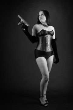 2016-05-07 Emski black miraclesuit and tight ly laced underbust corset