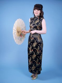 20160522 Ronnie97 in black cheongsam dress