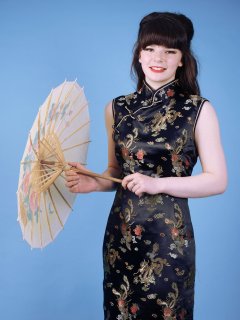 20160522 Ronnie97 in black cheongsam dress