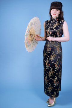 20160522 Ronnie97 in black cheongsam dress