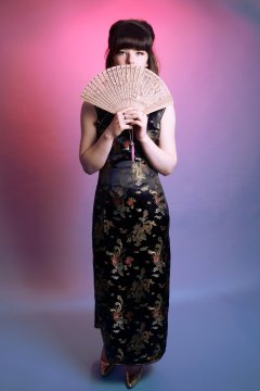 20160522 Ronnie97 in black cheongsam dress