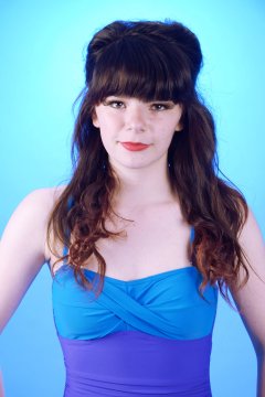 p20160522 Ronnie97 in vintage style purple and blue tummy-control one-piece swimsuit, by M&S