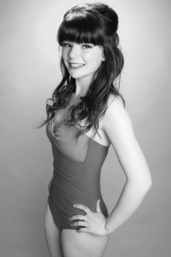 p20160522 Ronnie97 in vintage style purple and blue tummy-control one-piece swimsuit, by M&S