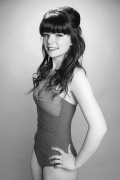 p20160522 Ronnie97 in vintage style purple and blue tummy-control one-piece swimsuit, by M&S