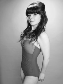 p20160522 Ronnie97 in vintage style purple and blue tummy-control one-piece swimsuit, by M&S