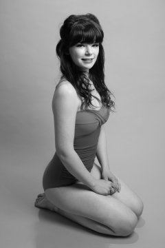 p20160522 Ronnie97 in vintage style purple and blue tummy-control one-piece swimsuit, by M&S