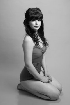 p20160522 Ronnie97 in vintage style purple and blue tummy-control one-piece swimsuit, by M&S