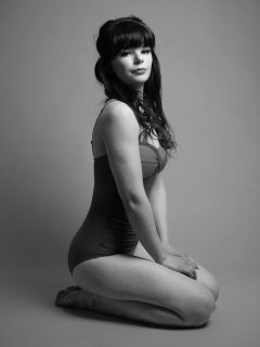 p20160522 Ronnie97 in vintage style purple and blue tummy-control one-piece swimsuit, by M&S