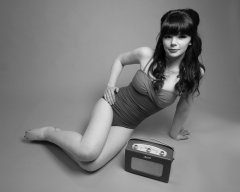 p20160522 Ronnie97 in vintage style purple and blue tummy-control one-piece swimsuit, by M&S