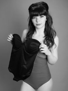 p20160522 Ronnie97 in vintage style purple and blue tummy-control one-piece swimsuit, by M&S