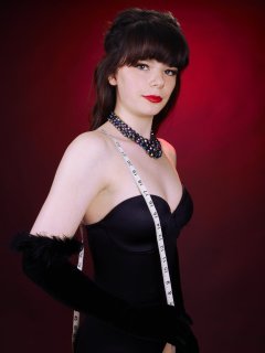 20160522 Ronnie97 in black strapless Miraclesuit bodyshaper and tightly-laced underbust corset