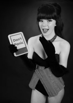 20160522 Ronnie97 in black strapless Miraclesuit bodyshaper and tightly-laced underbust corset