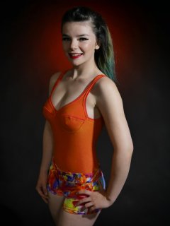 2016-10-09 - Ronniee in orange top and multi-coloured bikini bottoms