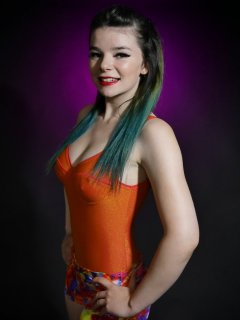 2016-10-09 - Ronniee in orange top and multi-coloured bikini bottoms