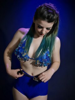 2016-10-09 - Ronniee in blue dance top and blue control briefs worn as hot-pants