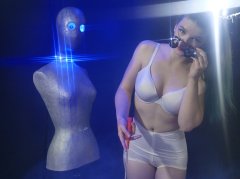 2016-10-09 - Ronniee in white Kalvin Klien bra and white Silhouette Little-X pantie girdle