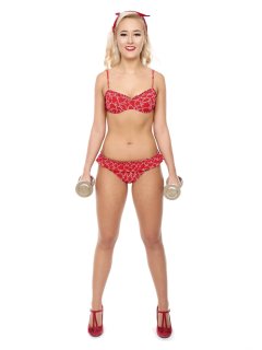 2016-11-06 Fleur in her own red frilly bikini with 1kg weights