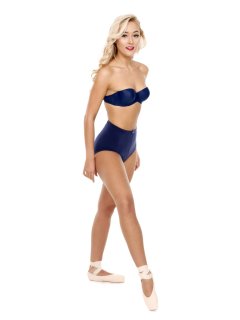 2016-11-06 Fleur in blue Chinese bra and girdle performing dance move