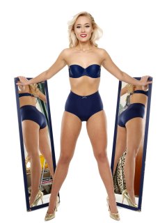2016-11-06 Fleur in blue Chinese bra and girdle posing with blue 1.2m mirrors
