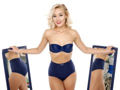 2016-11-06 Fleur in blue Chinese bra and girdle posing with blue 1.2m mirrors